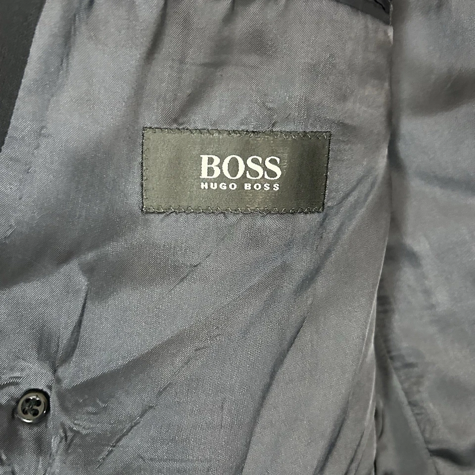 Traje de hombre BOSS Hugo Boss doble pecho 40R 33x29 negro Celsius Omega EE. UU. Foto 4 de 4