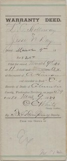WASHINGTON TERRITORY 1880 WARRANTY DEED DAYTON FOUNDER Jesse Day COLUMBIA COUNTY