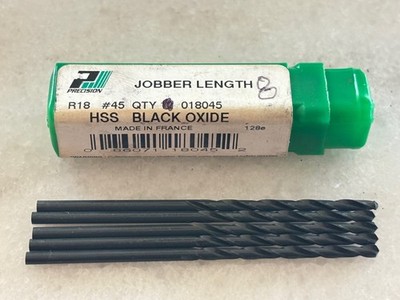 5 new Precision Twist Drill #45 R18 HSS Black Oxide, Jobber Length Bits, 18045