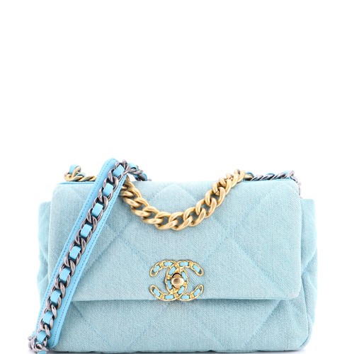 Chanel 19 Flap Bag Quilted Denim Medium