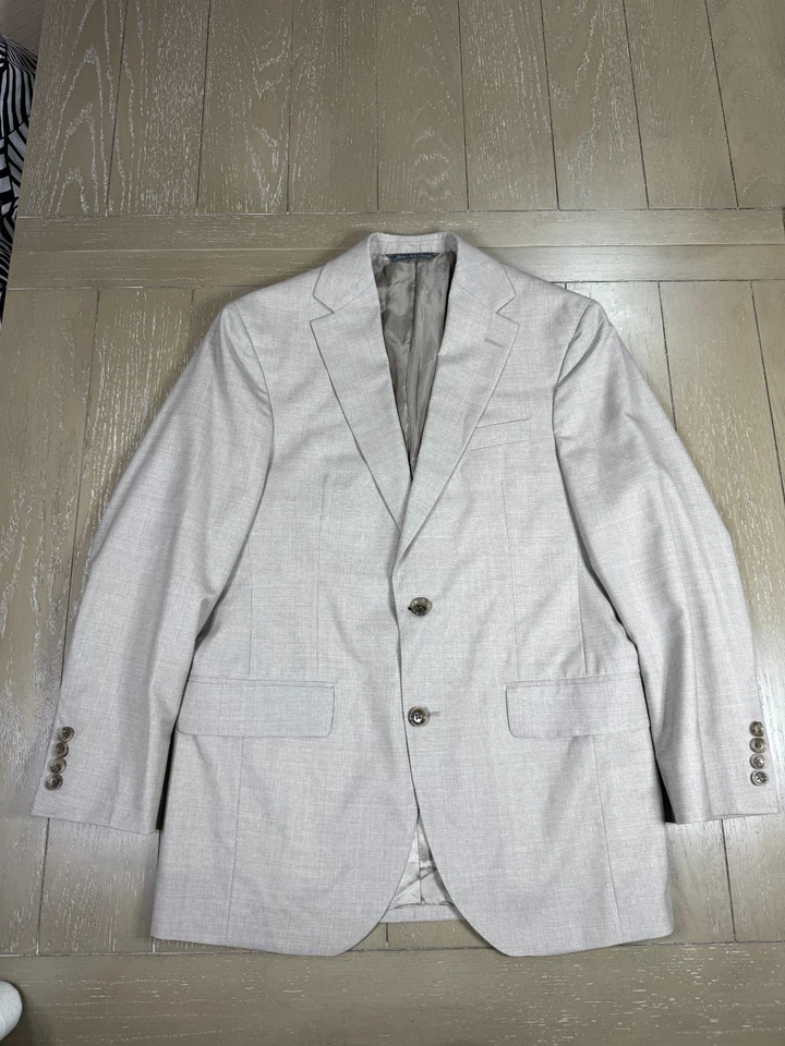 Abrigo deportivo Jack Victor para hombre 38R beige arena 100 % lana blazer a medida clásico Foto 2 de 4