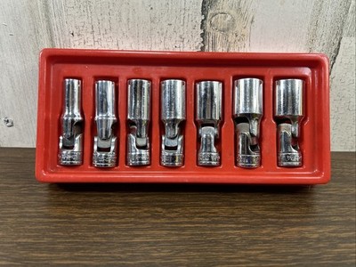 Snap On Tools 7 Piece SAE Deep Swivel / Universal Socket Set 6 Point 3/8  Drive