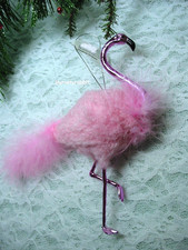 PINK Flamingo Christmas Ornament - Pink Feathers 6" Coastal  New