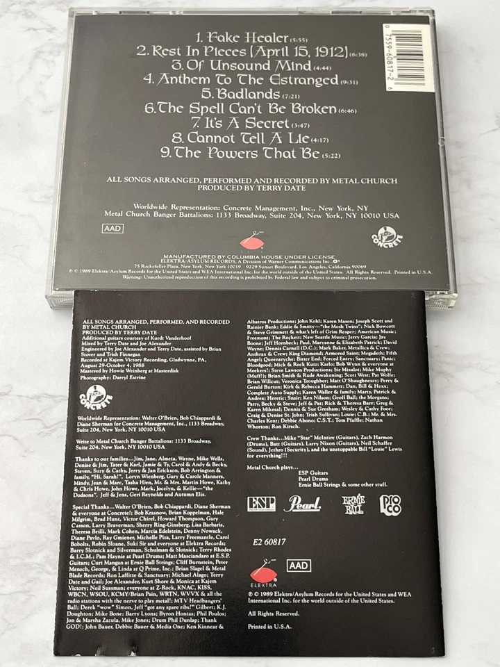 Metal Church Blessing In Disguise CD ORIGINAL 1989 Elektra E260817 Badlands RARE Foto 4 de 4