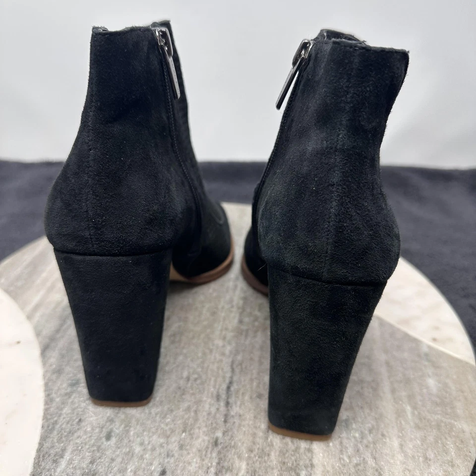 Vince Camuto Zapatos Mujer Talla 9.5 Negro Gamuza Levesna Botines Tacón Bloque Cremallera Foto 4 de 4