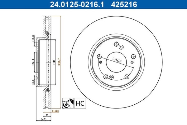 Bremsscheibe ATE 24.0125-0216.1 FüR Honda-image