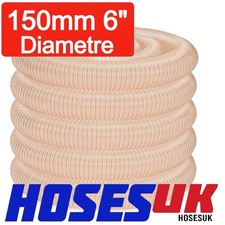 150mmm 6" Clear PU Flexible Air Pipe Extractor Hose Dust Ducting Ventilation