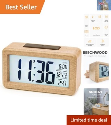 Eleganter digitaler Wecker aus Holz mit Temperaturanzeige - geschenkfertiges Design