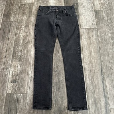 NUDIE JEANS TIGHT TERRY SOFT BLACK MEASURES 29x28 SKINNY PANTS 1014532 N198