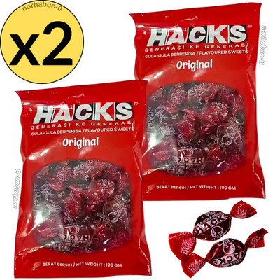 2x Hacks Original Herbal Menthol Candy Cough Drops Sore Throat Relief 100g - NEW