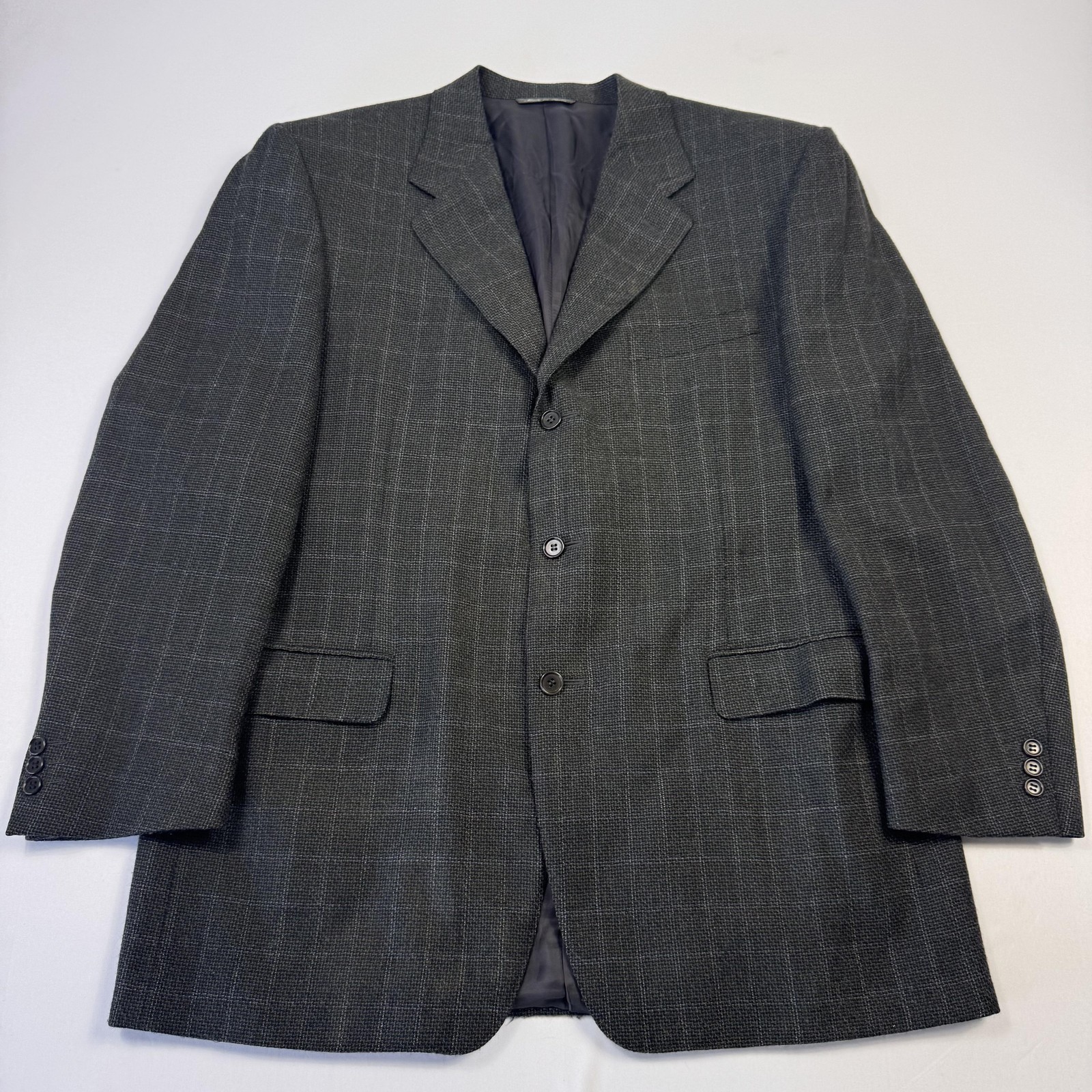 Canali Suit Jacket Mens 54 Gray Check Wool Cashmere Tweed Sport Coat Made Italy