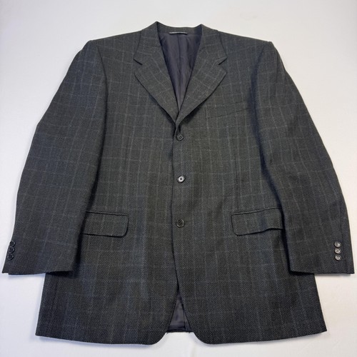 Canali Suit Jacket Mens 54 Gray Check Wool Cashmere Tweed Sport Coat Made Italy