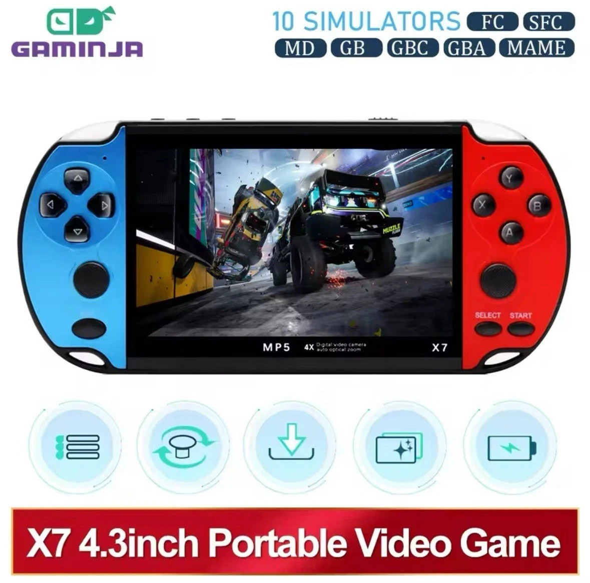 Console X7 Retro Handheld 4.3” | Design Vintage e 10.000 Giochi HD