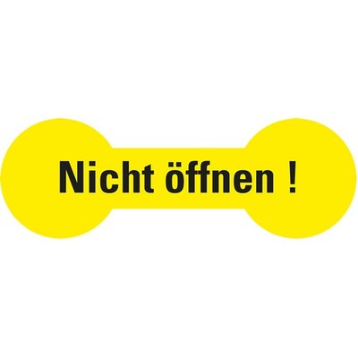 Sicherheitssiegel Nicht öffnen! RoHS-konform gelb Haftpapier 20x60mm 12/Bogen