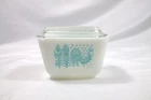 Pyrex Amish Butterprint Turquoise Refrigerator Dish Set 502 & 502C Lid