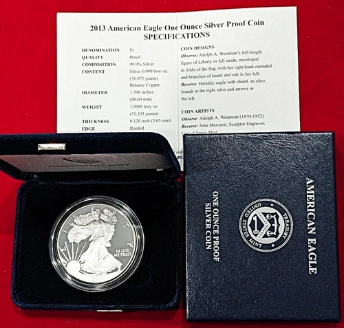 2011 US MINT AMERICAN EAGLE  -   ONE OUNCE SILVER PROOF COIN WITH COA