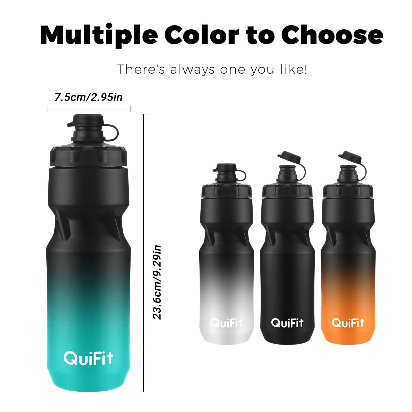 Bike Water Bottle 2-Pack, 24oz Squeeze Bottles BPA Free, Leak Proof, Reusable Sp