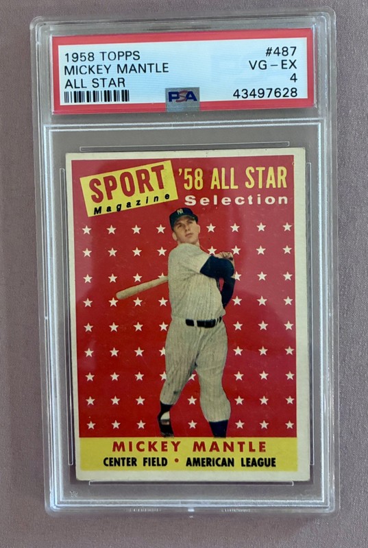 Mickey Mantle 1958 Topps All Star PSA 4 #487 New York Yankees