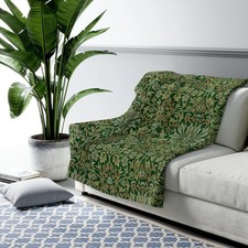 Green Floral Throw Blanket Nature Inspired Cozy Decor