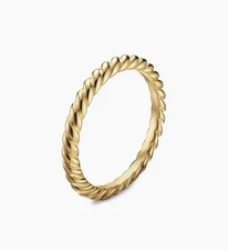 David Yurman 18k Yellow Gold 2mm Cable Band Ring size 3