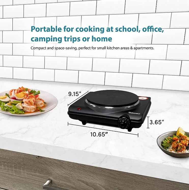 Portable Single Electric Burner Hot Plate Stove Dorm RV Travel Cook Countertop - Image 4 of 4