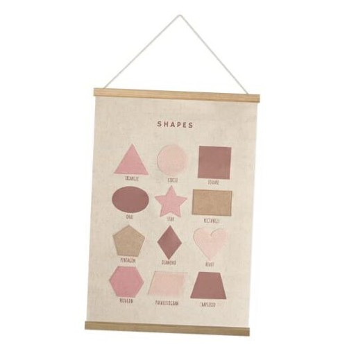 16×24 Inch Embroidered Poster Framed with Wood Hanger - Dusty Pink Wall Shape