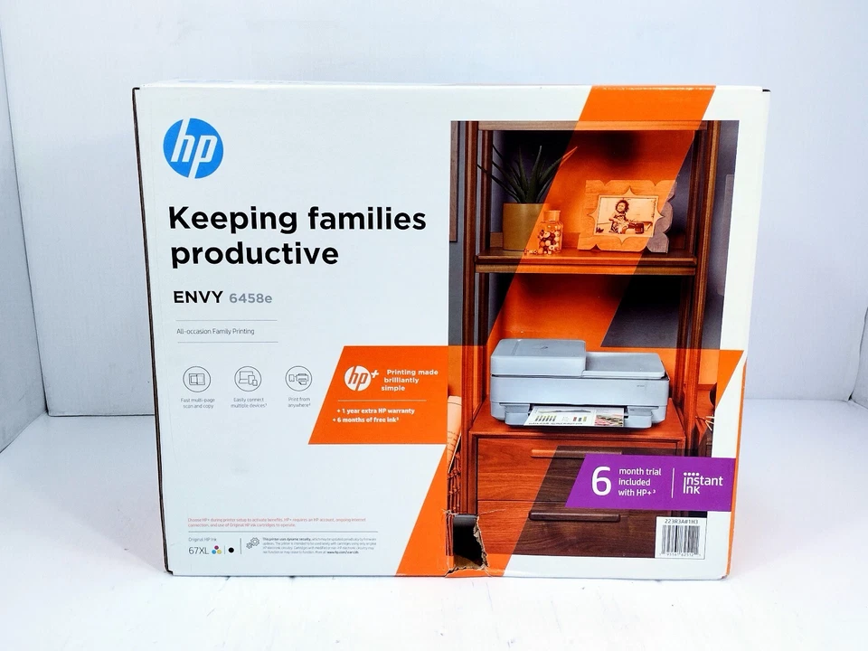HP ENVY 6458e Wireless Color Inkjet All-In-One Printer Scan Copy New Open Box - Image 3 of 4