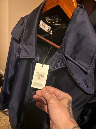 Coach tech belted trench coat New with Tags Navy size 44 - Picture 2 of 6