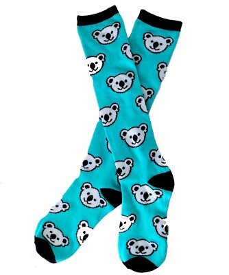 コアラ Aqua Blue KOALA BEAR Knee High Novelty Funky Socks Australia