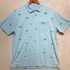 Crown & Ivy Mens Palm Tree Print Polo Shirt Sz.M/Blue/Spandex Blend/Casual