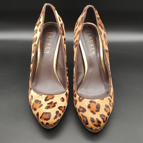 Ralph Lauren Size 6.5B Kailee II Leopard Haircalf Kidsuede Pumps 4" Heels - Picture 20 of 24