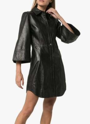 New Women's Black Leather Shirt Dress Real Sheepskin Celebrity Ladies Dress | eBay New Women's Black Leather Shirt Dress Real Sheepskin Celebrity Ladies Dress | eBay