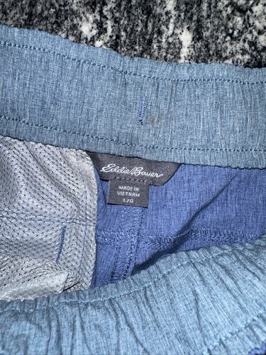 Eddie Bauer Men's Woven Tech Elastic Waist Blue Shorts Size Large - Picture 3 of 8