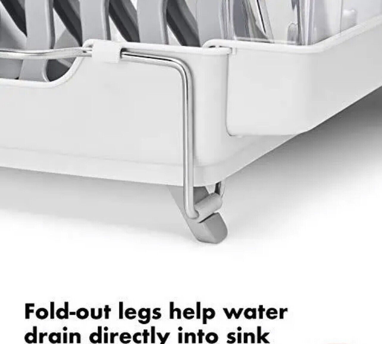 OXO SoftWorks Foldaway Dish Rack COSTCO 1632413 Silver & White for sale