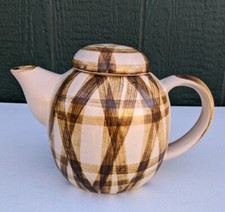 Chatham Pottery USA Made Teapot Tea Pot Earthy Woodsy Glazed Lines Simplistic