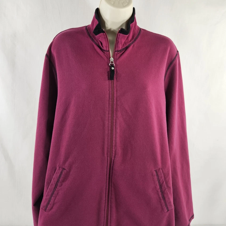 Suéter Style & Co Mujer Cremallera Frontal Abierta Talla 3XL Púrpura Rosa Manga Larga Bolsillo Foto 3 de 4