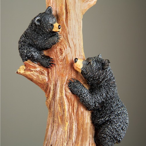 Rustic Bear Table Desk Nightstand Lamp Light Woodland Cabin Lodge Home Decor - Picture 2 of 6