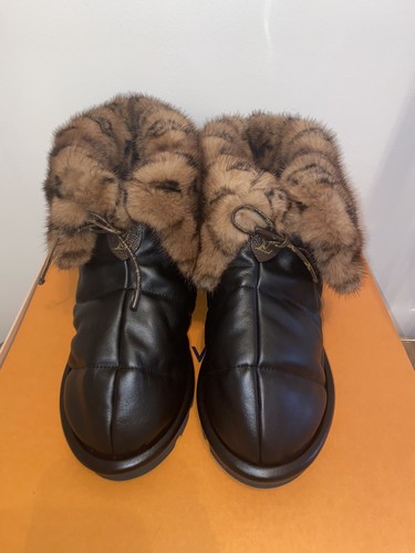 Louis Vuitton Mink Trim Fur & Lambskin Leather Comfort Boots