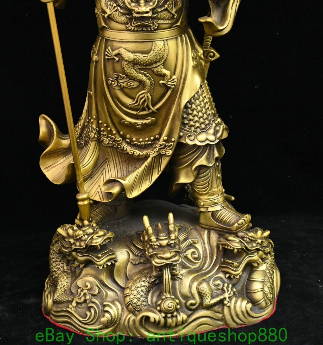 18.8'' Old Chinese Brass Dragon Big Knife Guan Gong Yu Warrior God