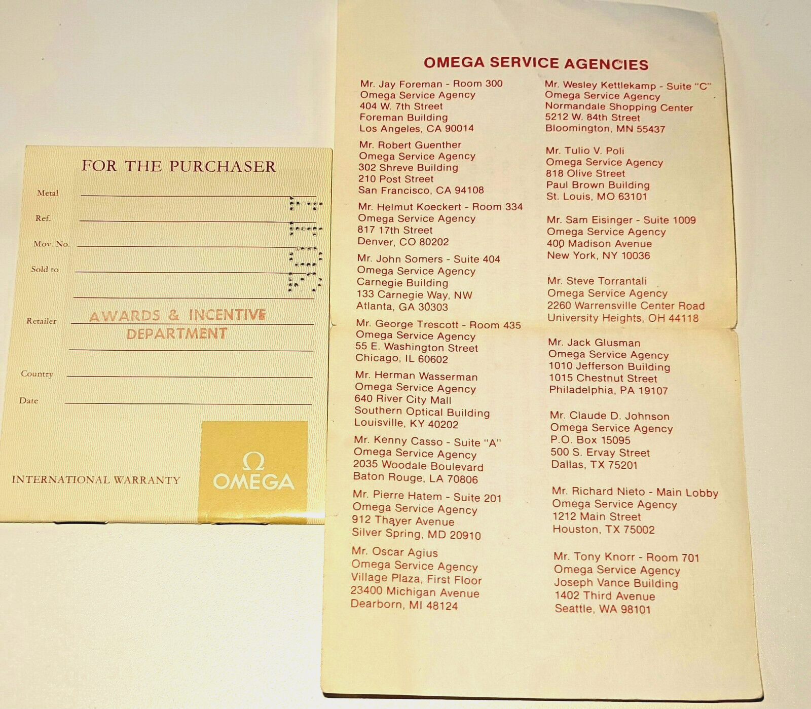 1970'S CAMY INTERNATIONAL GUARANTEE WARRANTY BOOKLET, UNFILLED