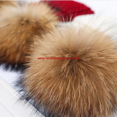 XYNHH619 100% Large Real Raccoon Fur Pom Pom Balls with Press Button for Knitting Hat DIY