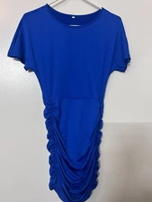 Ruched Fitted Bodycon Dress Size XS Royal Blue