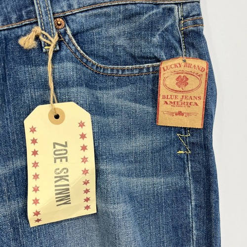 Lucky Brand Jeans Women's 14 Blue Zoe Skinny Embroidered Floral Regular FIt NWT - Picture 5 of 13