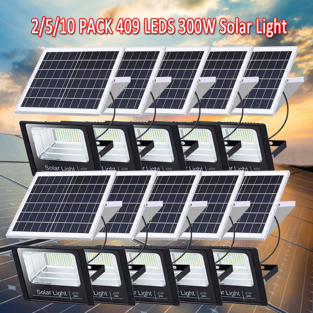 300W LED Solar Floodlight Panel Street Lights Outdoor Waterproof Remote Control