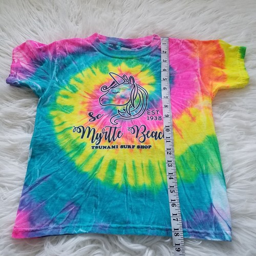 Myrtle Beach SC Kids Tie-dye T-Shirt Short Sleeve Unicorn Graphic Neon - Picture 4 of 4