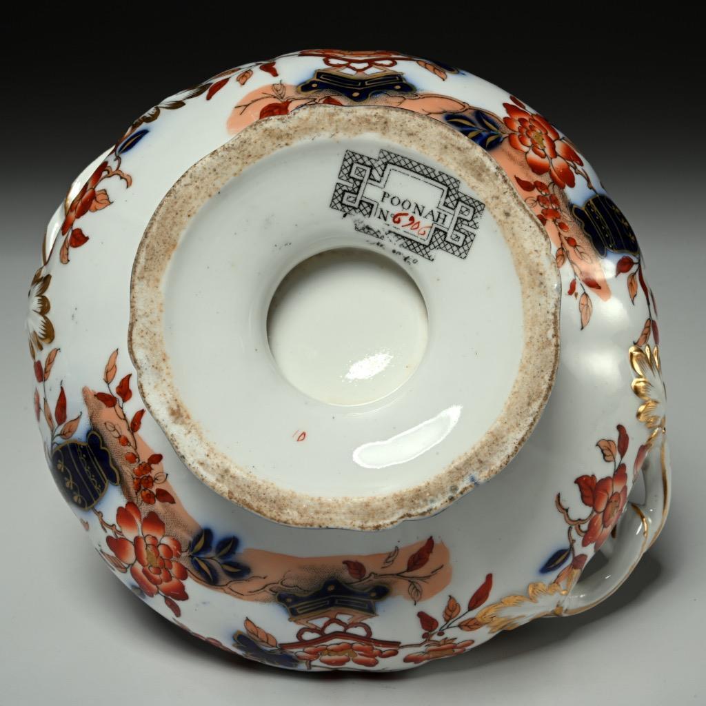 Minton Poonah Cobalt Blue Orange Covered Sauce Bowls w Underliner