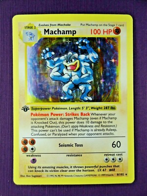 SHADOWLESS 1ST EDITION MACHAMP Holo 1999 First Pokmon | Base Set 8/102 | | eBay SHADOWLESS 1ST EDITION MACHAMP Holo 1999 First Pokmon | Base Set 8/102 | | eBay