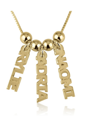 DANGLING NAME NECKLACE: STERLING SILVER, 24K GOLD, ROSE GOLD