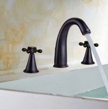 Black Oil Brass Bathroom Basin Faucet Widespread Vanity Sink Mixer Tap shg058