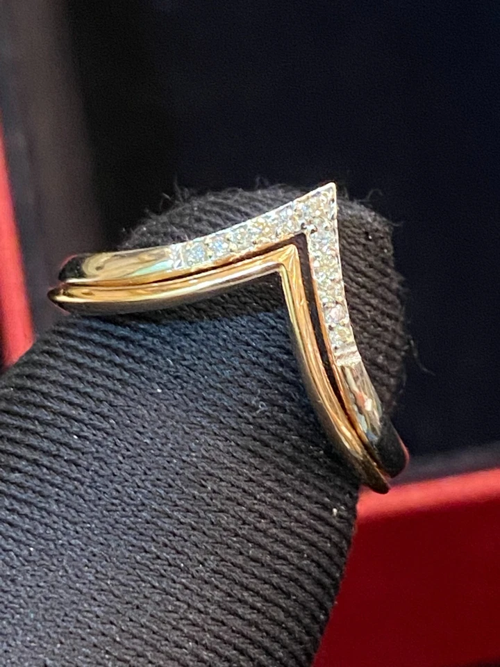 Anillo Pavé Aniversario Diamantes Naturales Brillantes Redondos 0.14 Cts En Oro 14K Foto 3 de 4